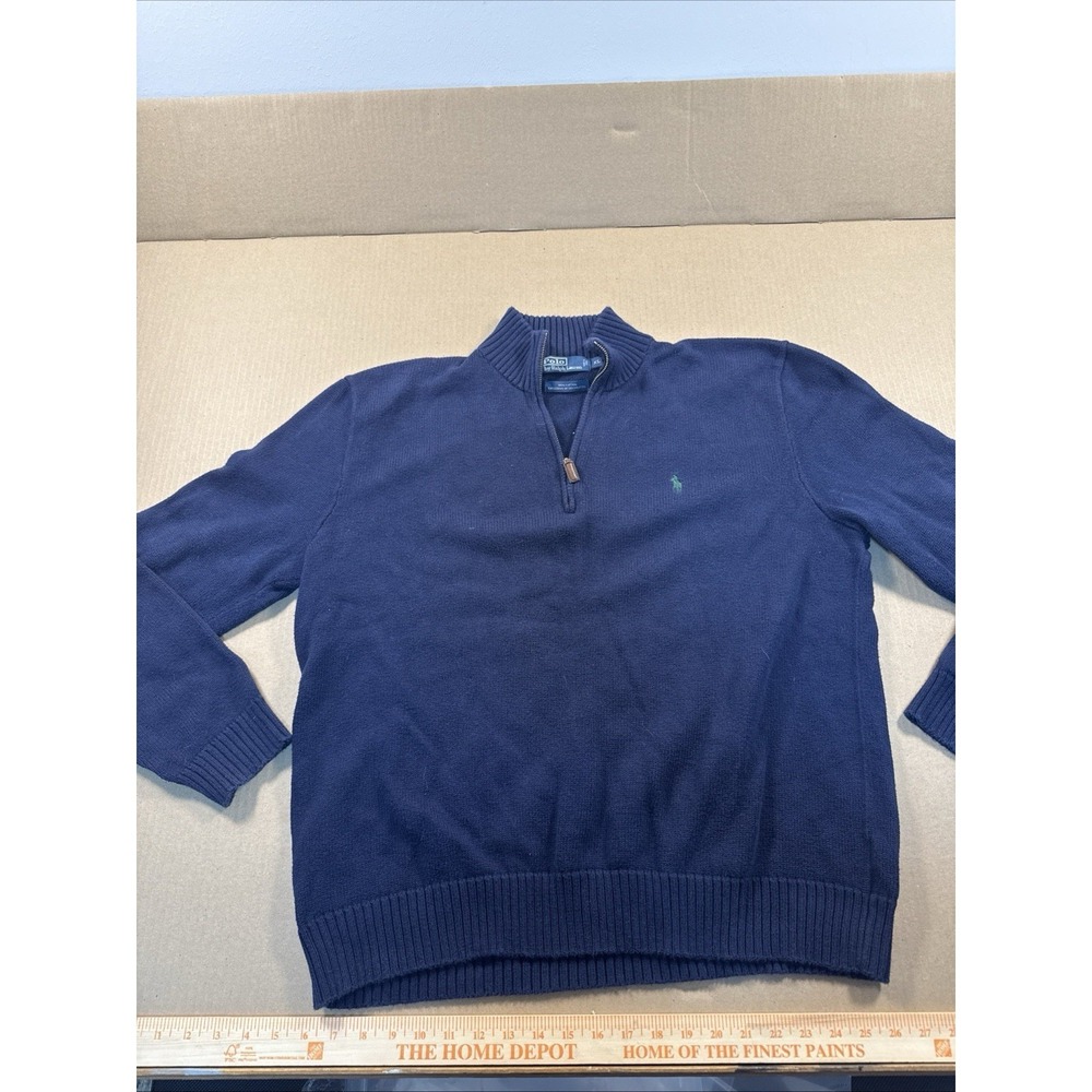 Polo Ralph Lauren‎ Mens Sweater 1/4 Zip Pullover Blue XL Knit